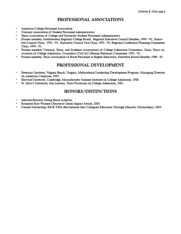 Catherine Clack's resume page 4