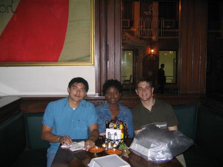 Alicia enjoying company of Hollis and Laurent at the Bar Gran Ancira