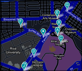 Rice U. Location & Near Restaurants Map